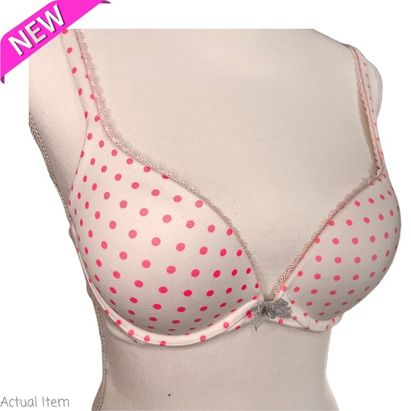 NWT Victoria’s Secret Polka Dot Cream & Pink Bra Size 36B - Picture 6 of 6